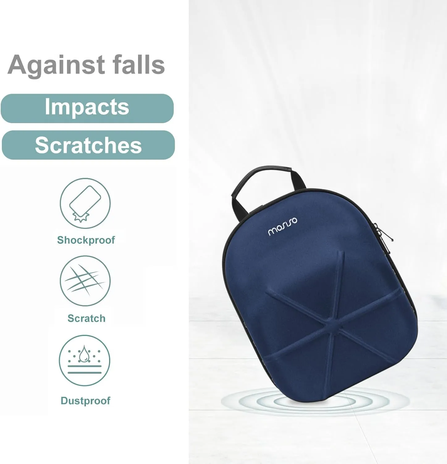 MOSISO Hard Carrying Hat Travel Case for Baseball Caps, Medium Organizer Storage Bag for 5-6 Hats with Shoulder Strap, Caps Carrier Hat Holder Protects for Traveling & Home Storage, Navy Blue