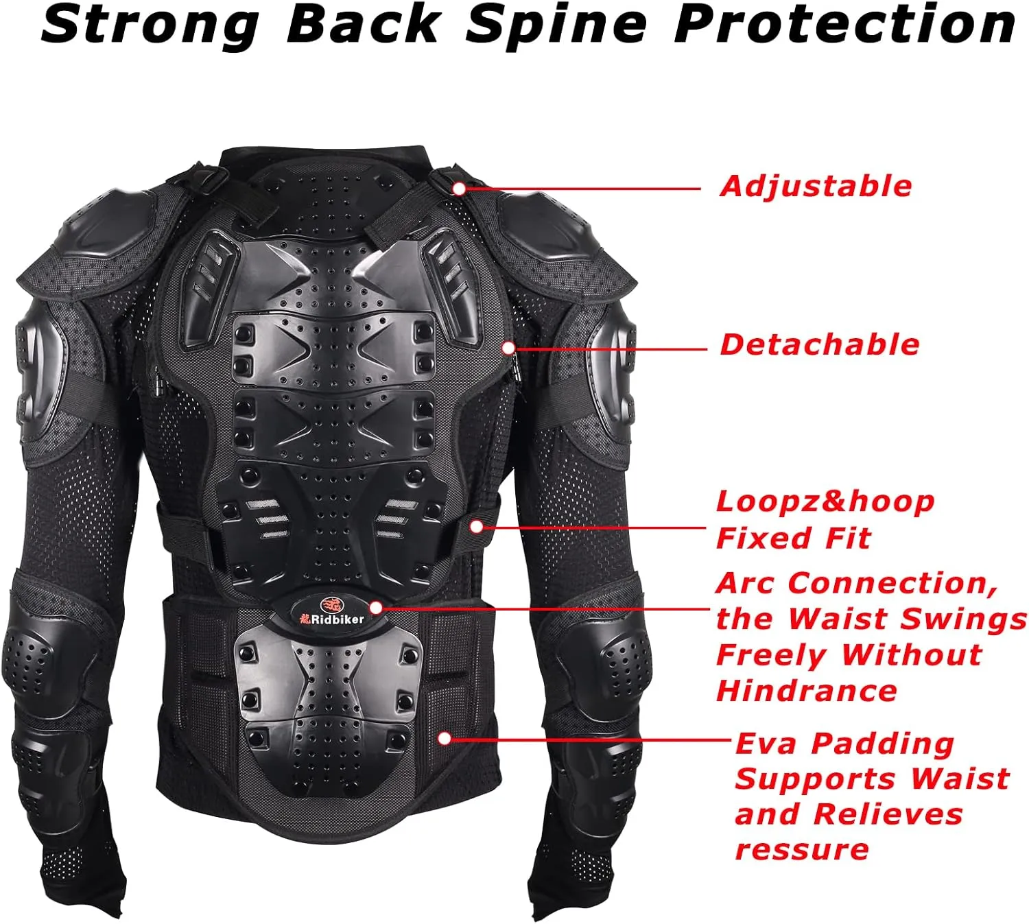 Motorcycle Jacket Full Body Armor, Chest Protection Dirt Bike Gear for Men Motorcycle Gear Motorcycle Armor Motocross MTB Racing Off-Road