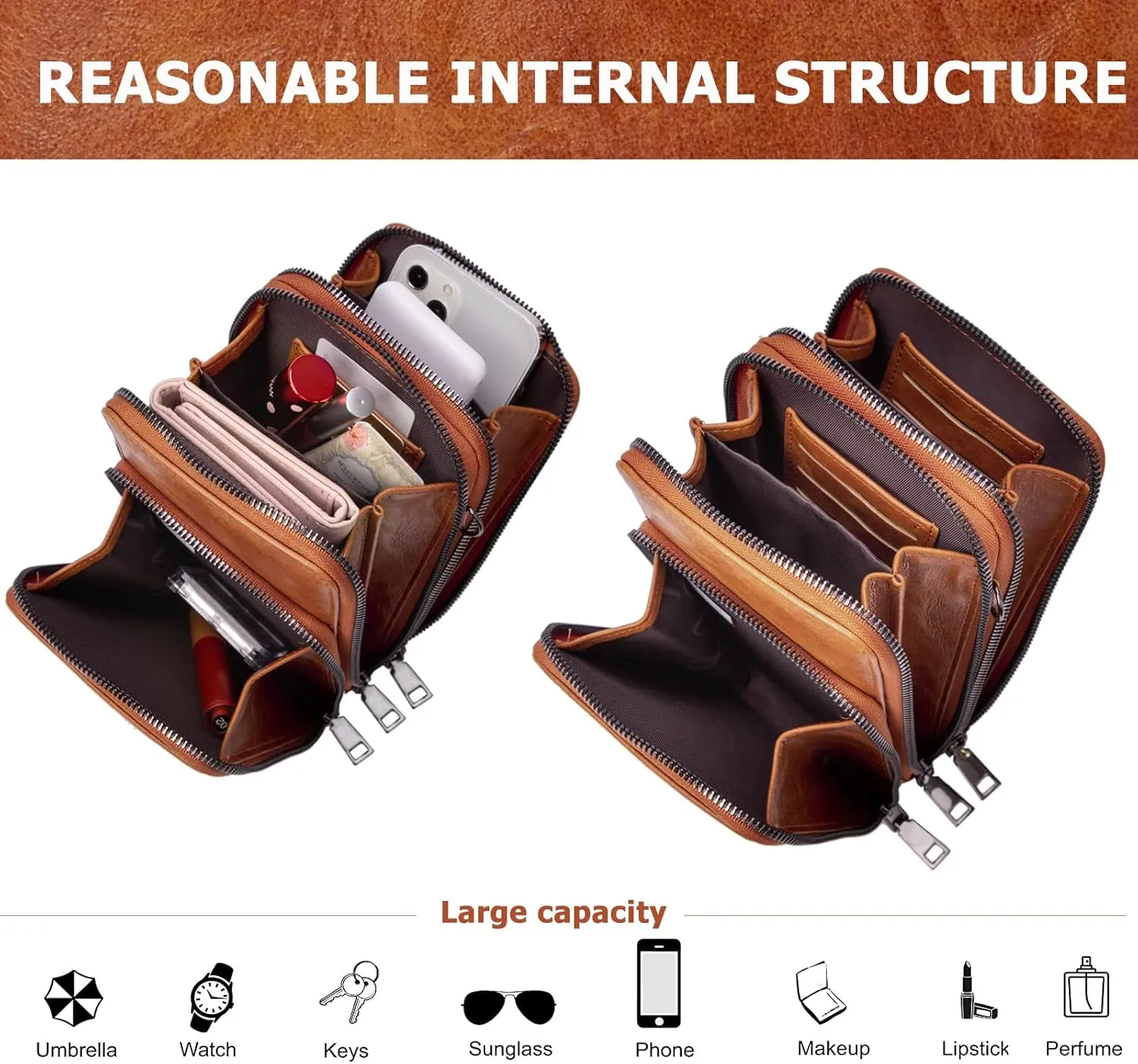myfriday Small Crossbody Cell Phone Bag for Women, Mini Over Shoulder Handbag Purse with Credit Card Slots