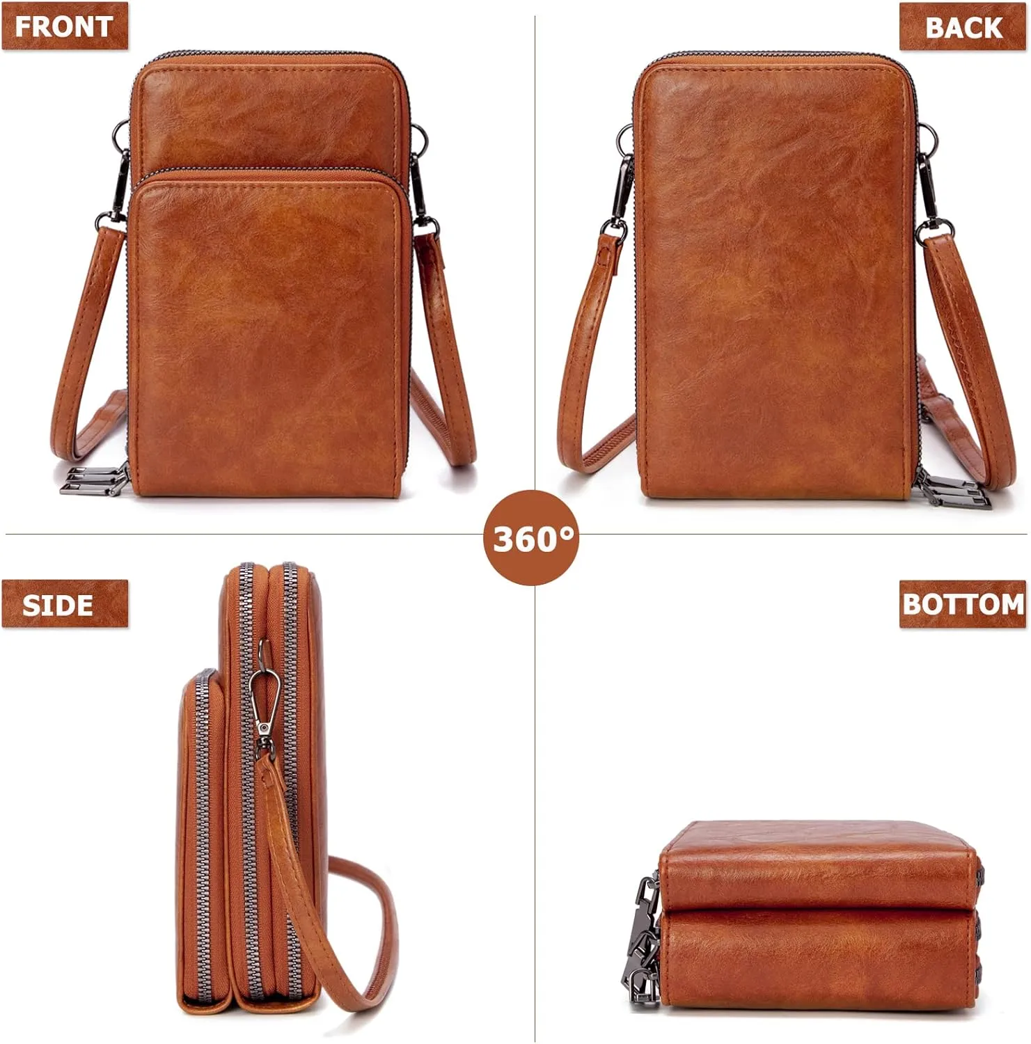 myfriday Small Crossbody Cell Phone Bag for Women, Mini Over Shoulder Handbag Purse with Credit Card Slots