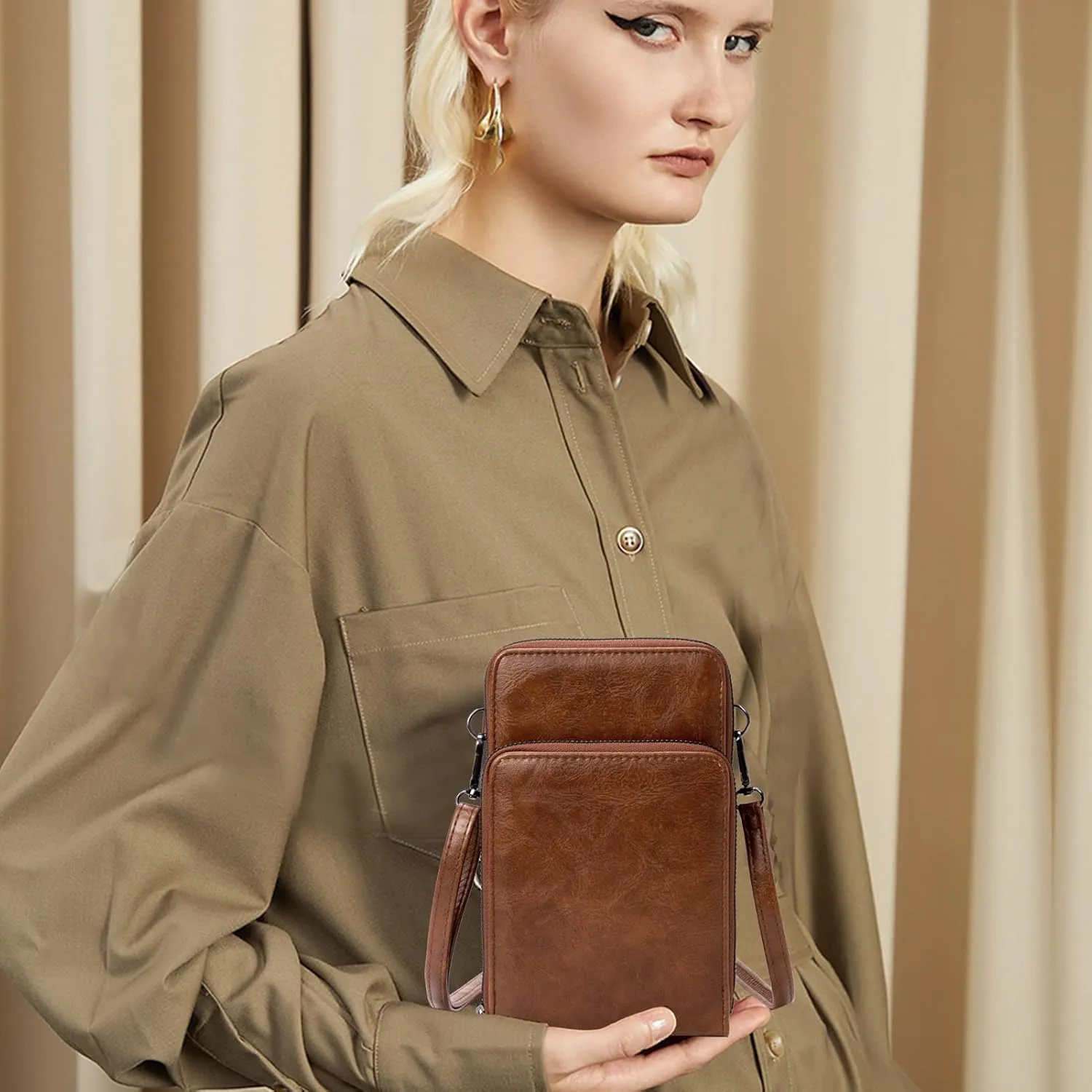 myfriday Small Crossbody Cell Phone Bag for Women, Mini Over Shoulder Handbag Purse with Credit Card Slots