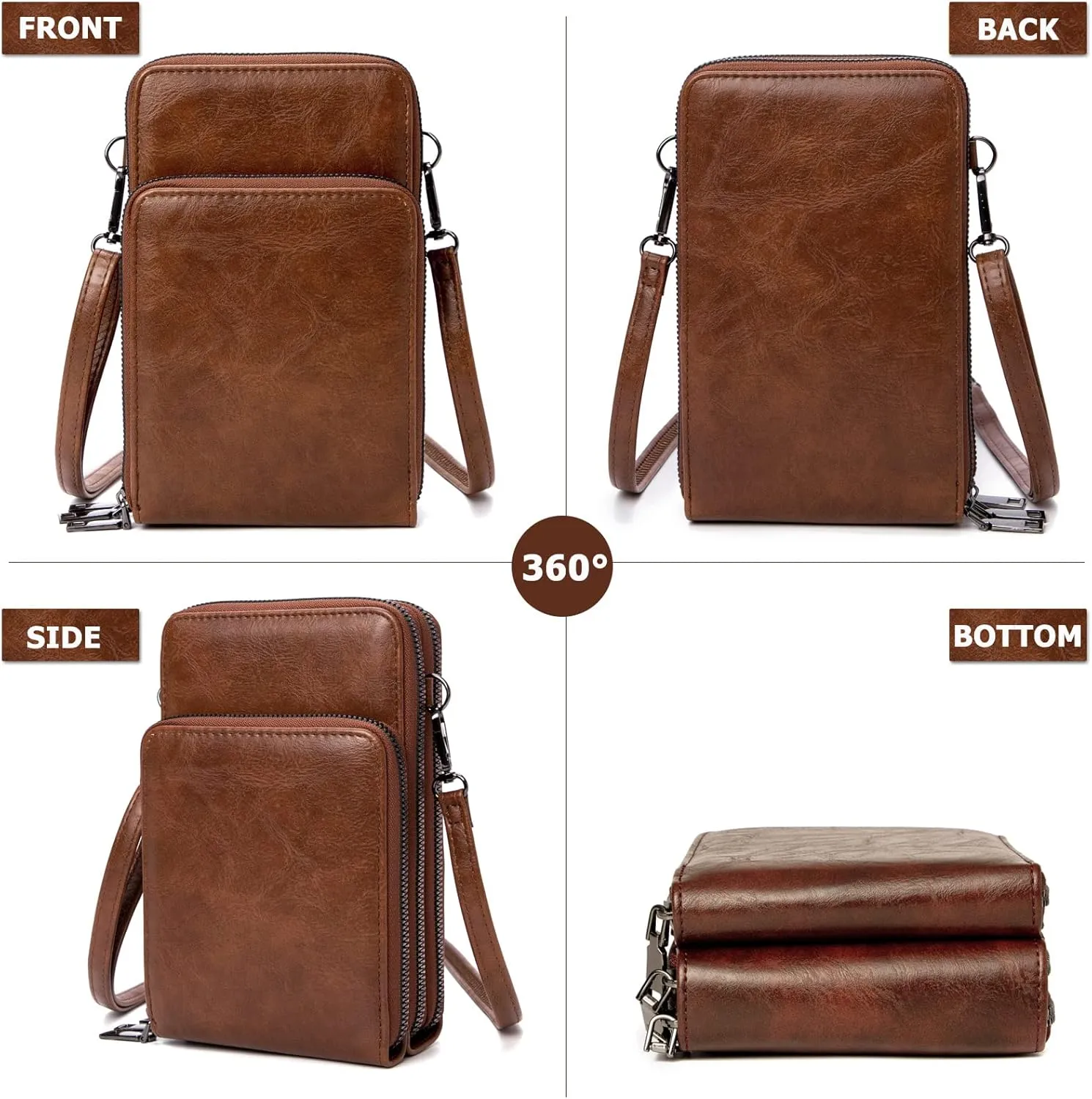 myfriday Small Crossbody Cell Phone Bag for Women, Mini Over Shoulder Handbag Purse with Credit Card Slots