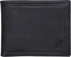Nautica Men's Bifold Leather Wallet | RFID Blocking | ID Window | Card Slots | Organization | Durable | Stylish