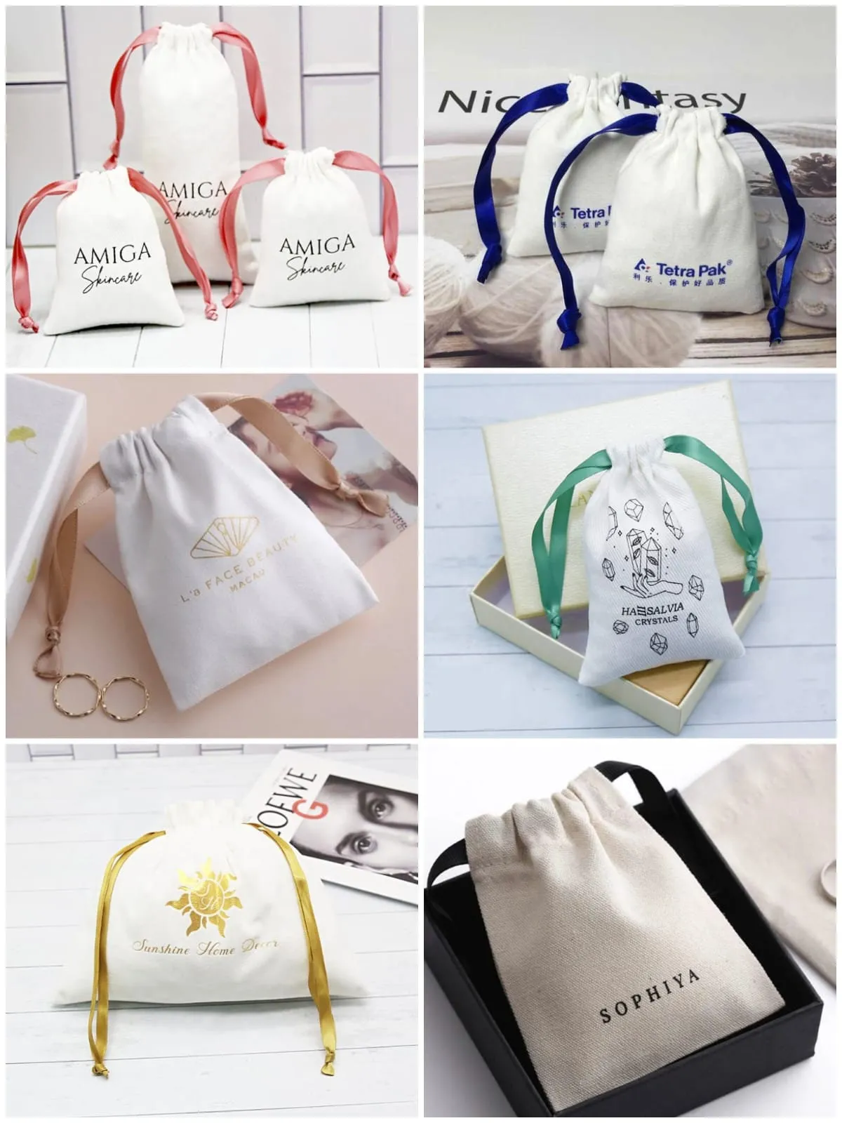 New Wholesale Custom Printing Handbag Shoe Dust Drawstring Bag Cotton Packing Draw String Dust Bags