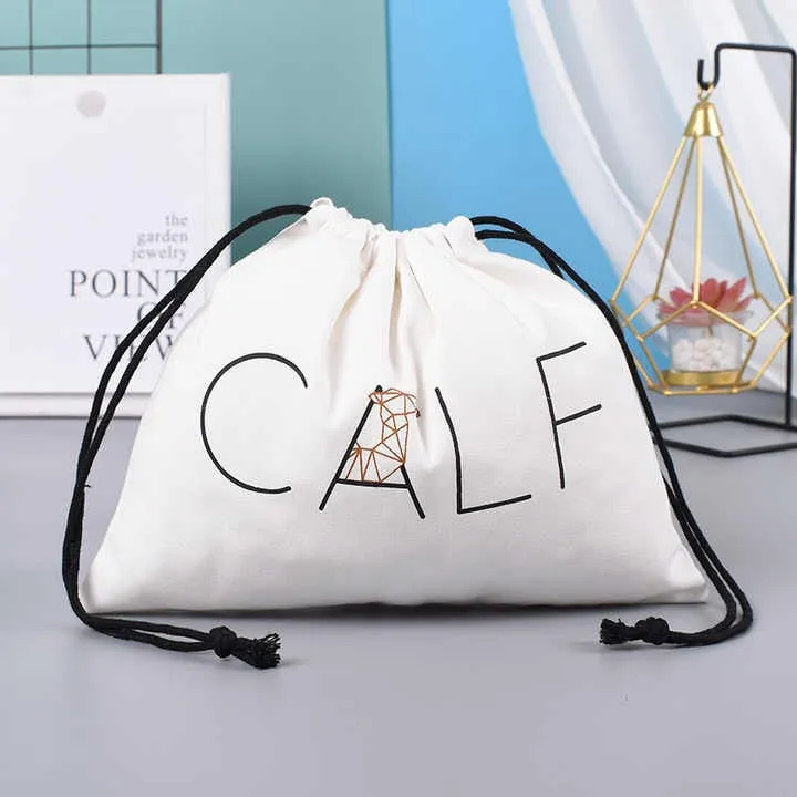 New Wholesale Custom Printing Handbag Shoe Dust Drawstring Bag Cotton Packing Draw String Dust Bags