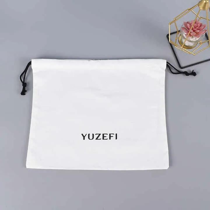 New Wholesale Custom Printing Handbag Shoe Dust Drawstring Bag Cotton Packing Draw String Dust Bags