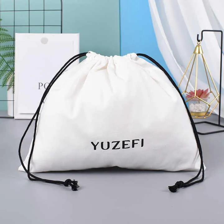New Wholesale Custom Printing Handbag Shoe Dust Drawstring Bag Cotton Packing Draw String Dust Bags