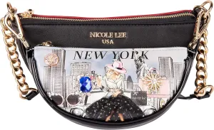 Nicole Lee Crossbody Women's Bag - Fashion Print Faux Leather 2 Piece Bag Shoulder Chain Strap Small Purse Set