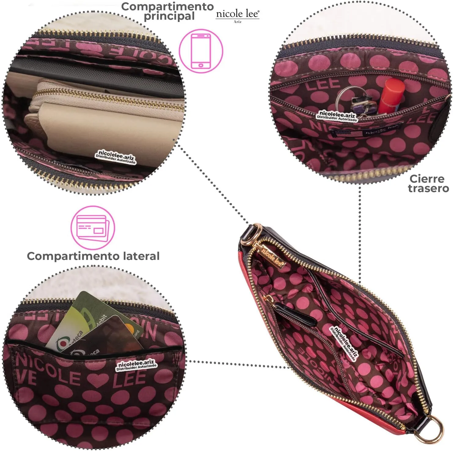 Nicole Lee Crossbody Women's Bag - Fashion Print Faux Leather 2 Piece Bag Shoulder Chain Strap Small Purse Set