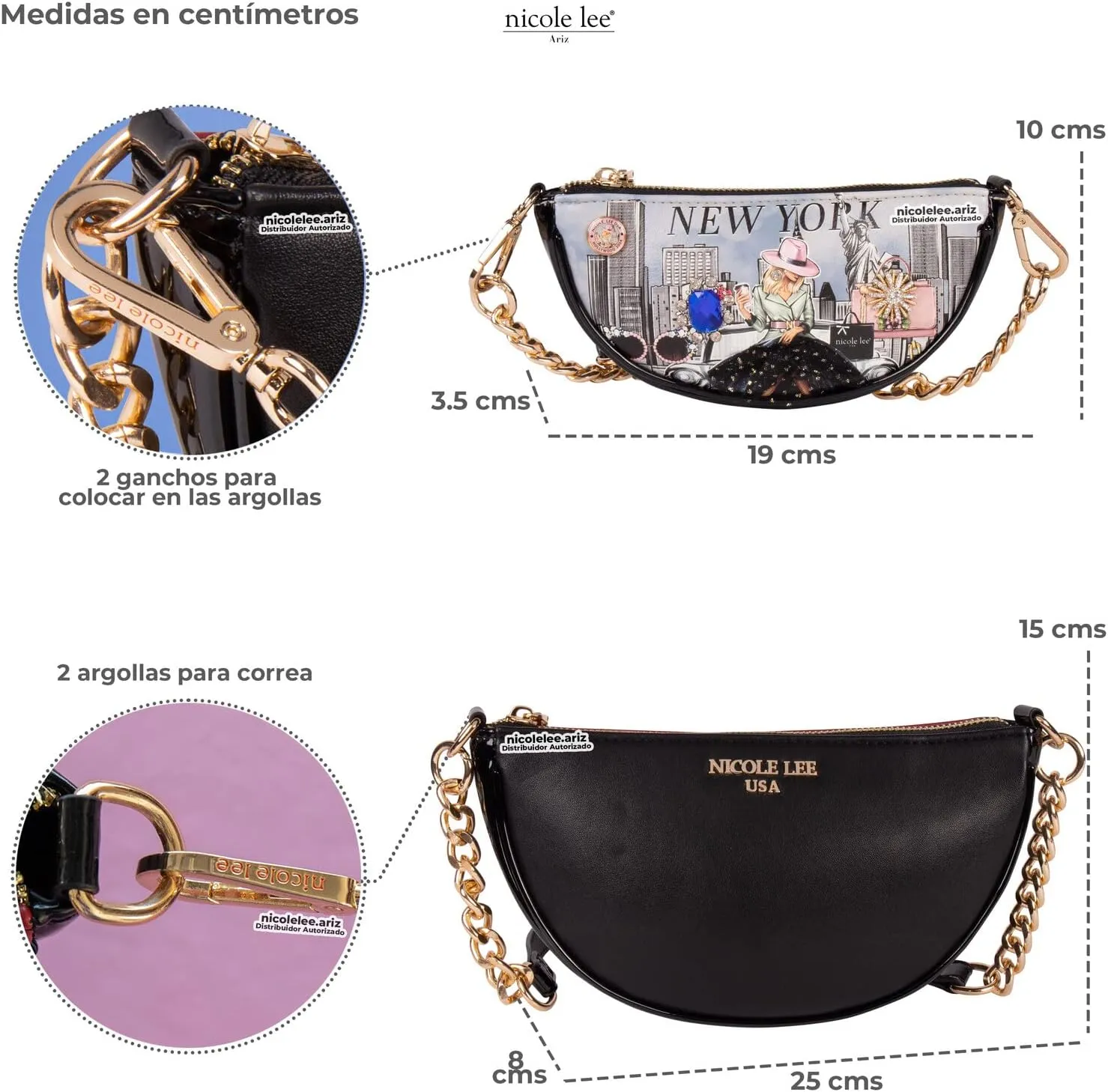 Nicole Lee Crossbody Women's Bag - Fashion Print Faux Leather 2 Piece Bag Shoulder Chain Strap Small Purse Set
