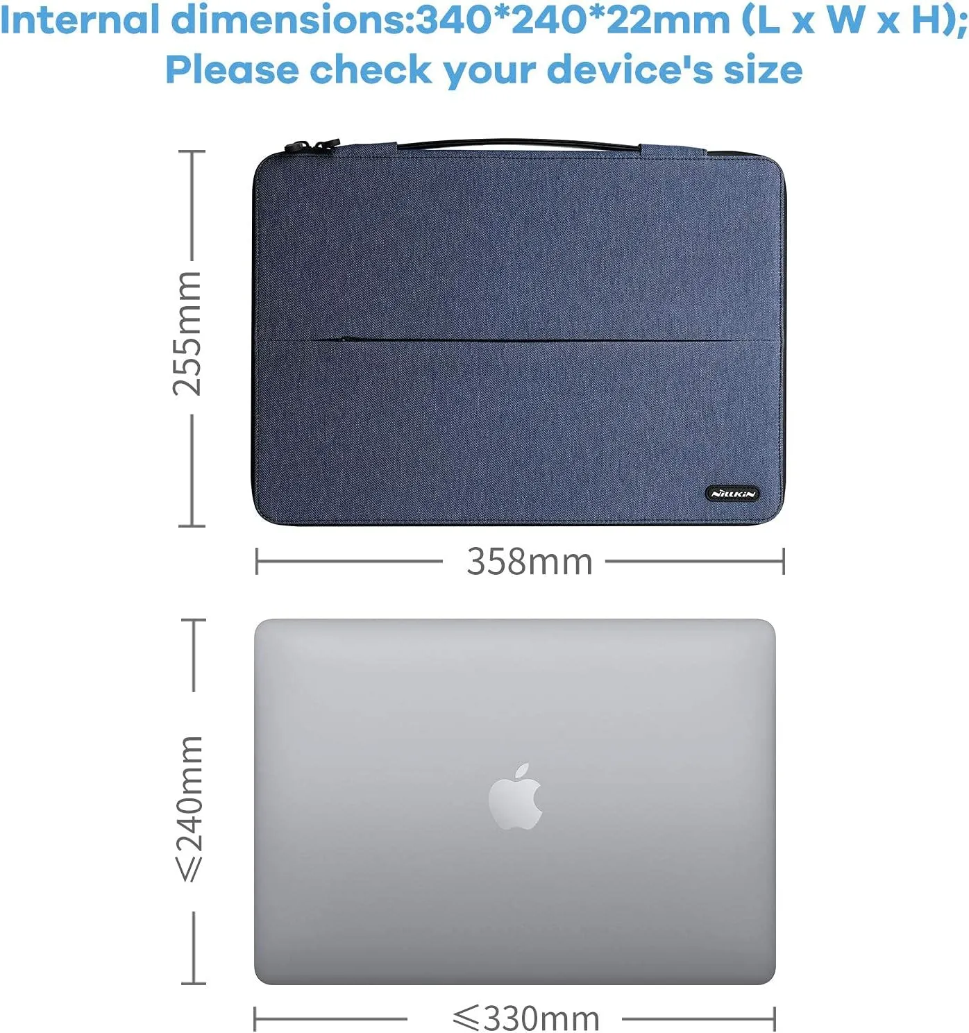 Nillkin 14 inch Laptop Case & Stand - Laptop Sleeve Bag with Handle - Compatible with 13/13.3-14 inch Laptops - Blue