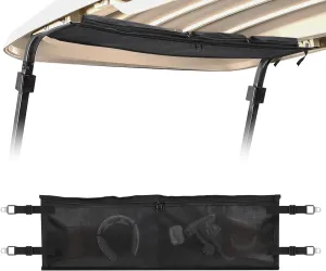 No Drilling Golf Cart Organizer Bag Adjustable Golf Cart Overhead Storage Bag Universal Golf Cart Front Storage Basket with Insulated Cup Holders