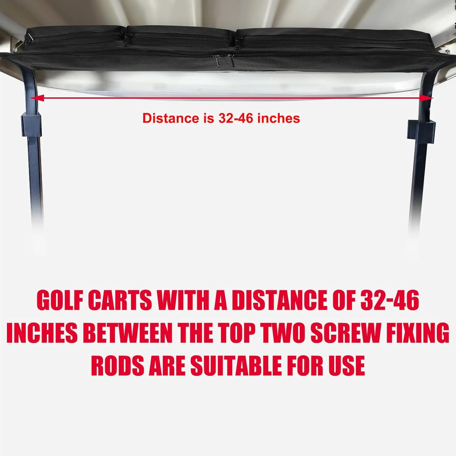 No Drilling Golf Cart Organizer Bag Adjustable Golf Cart Overhead Storage Bag Universal Golf Cart Front Storage Basket with Insulated Cup Holders