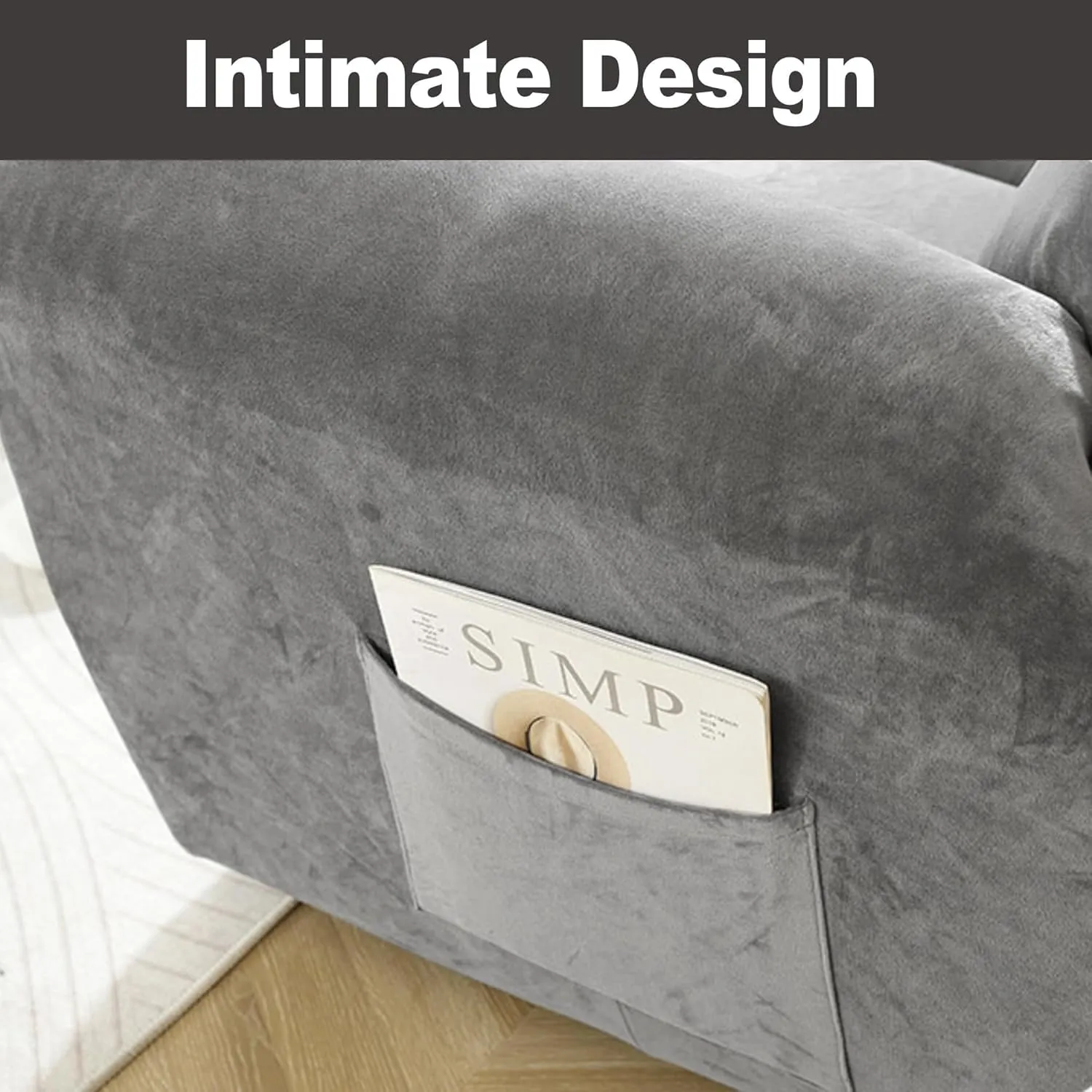 NORTHERN BROTHERS Velvet 8 Pieces Recliner Sofa Covers 3 Seater, Stretch Recliner Couch Cover for Reclining Couch, Thick Soft Reclining Couch Cover Washable for Kids, Light Grey
