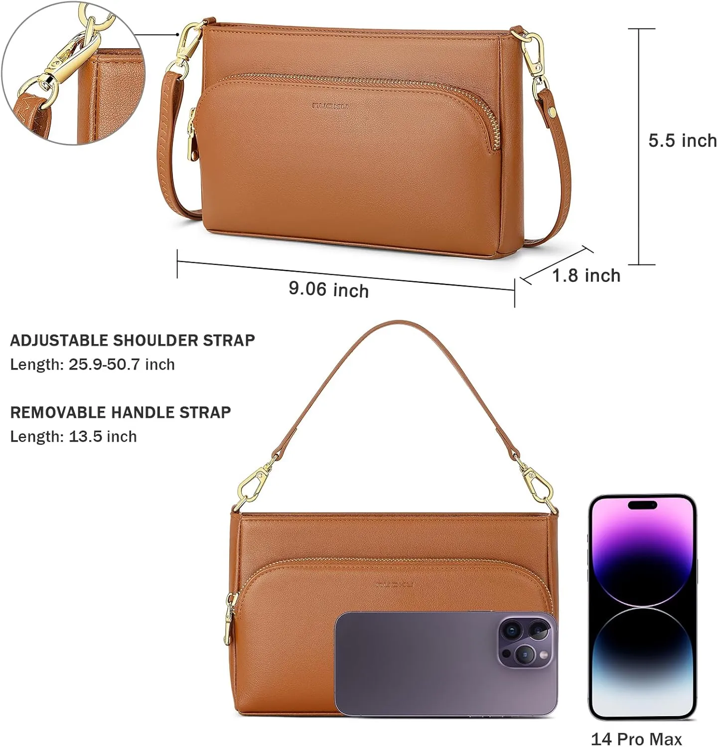 nuoku Small Cell Phone Purse Wallet Crossbody with Phone Pocket, Crossbody Bags for Women Cellphone Purse with Card Slots