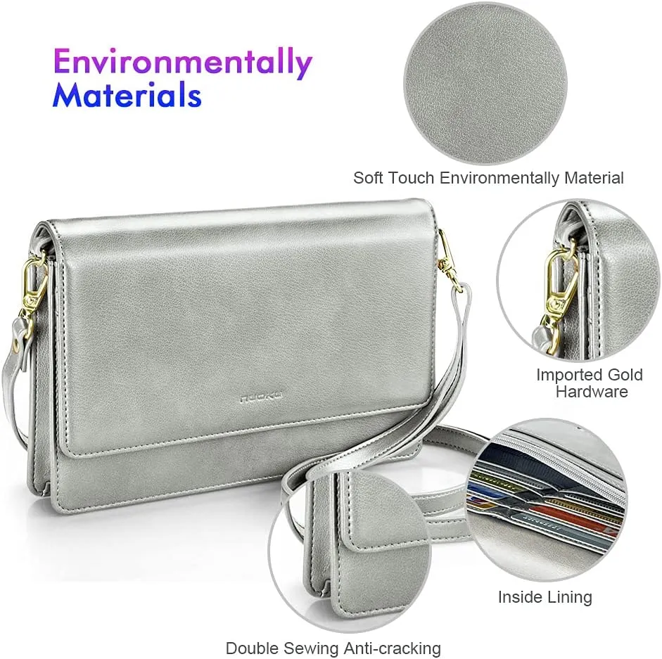 nuoku Women Small Crossbody Bag Cellphone Purse Wallet with RFID Card Slots 2 Straps