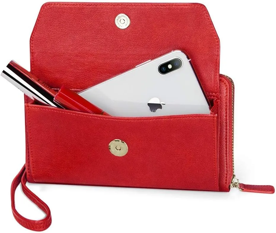 nuoku Womens RFID Wallet Purse Wristlet Crossbody Clutch with Zip Around 2 Strap