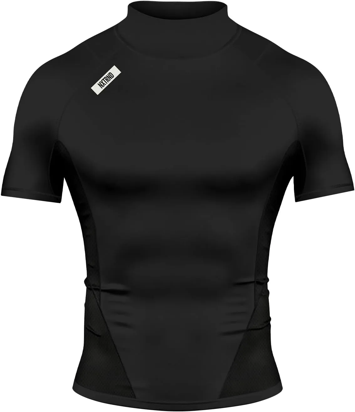 Nxtrnd Men's Turtleneck Compression T-Shirt, Short Sleeve Mock Neck