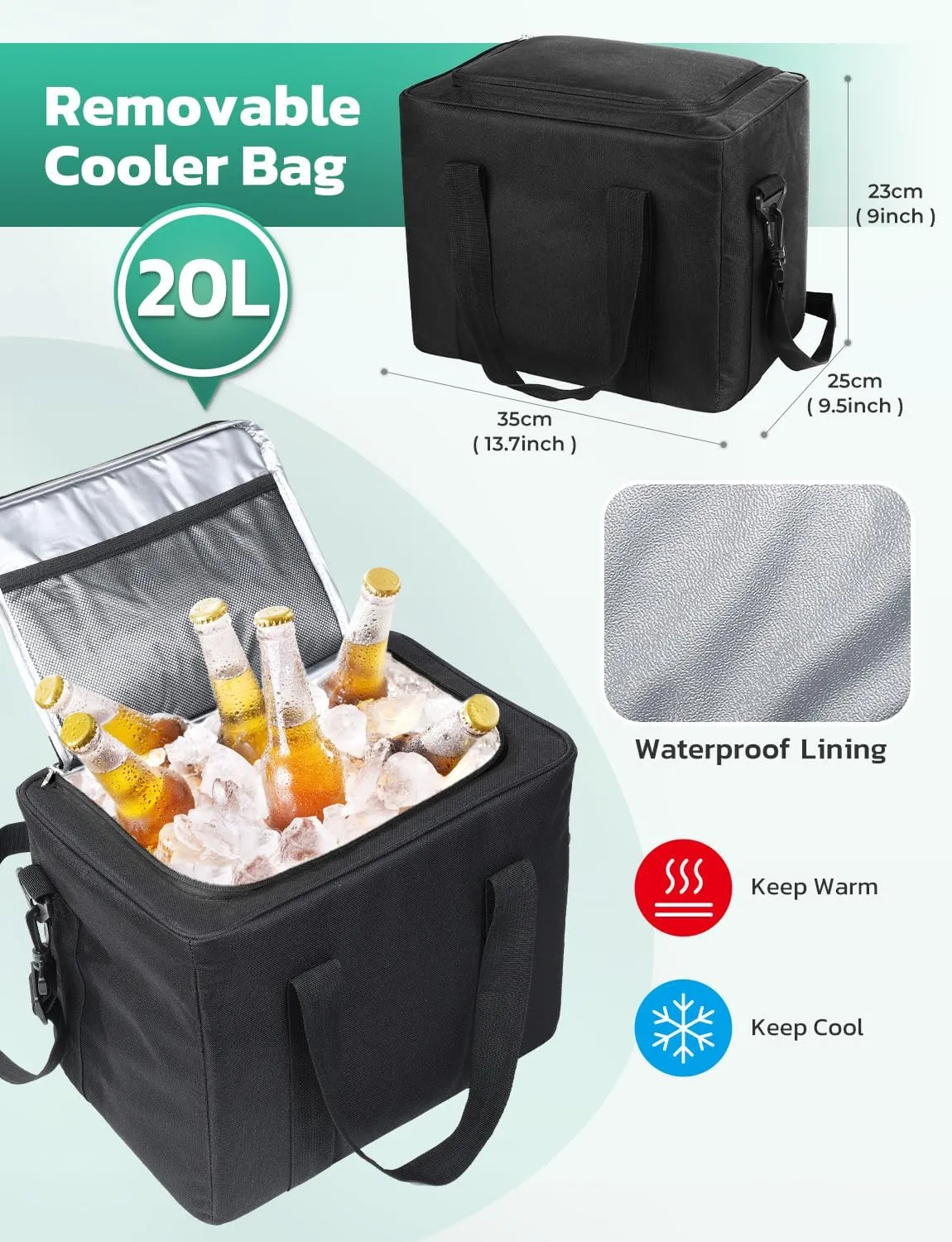 Oasser Trunk Organizer with Cooler Bag, Large Collapsible Car Trunk Organizer for SUV with Multi Compartments, Car Storage Grocery with Lid (Extra Large, Black&Grey)