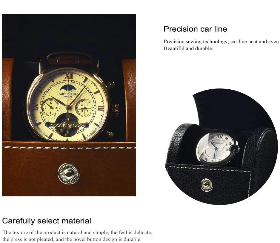 Oirlv Luxury Leather Watch Storage Box Travel Single Watch Case Jewelry Gift Box for Christmas Anniversary Birthday(Black)