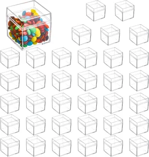 Okllen 36 Pack Acrylic Square Cube, Small Clear Box with Lids, Treat Gift Boxes Candy Storage Container for Cosmetics, Makeup, Jewelry, Party Favor, 2x2x2 Inches