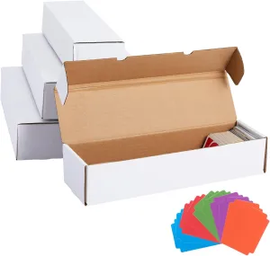 OldPAPA Trading Card Storage Box,Cardboard Sports Game Card Storage Collector Boxes with Dividers,Card Organizer for Basketball Cards,Hold Standard Trading Cards (6-Pack-White-Long Size)