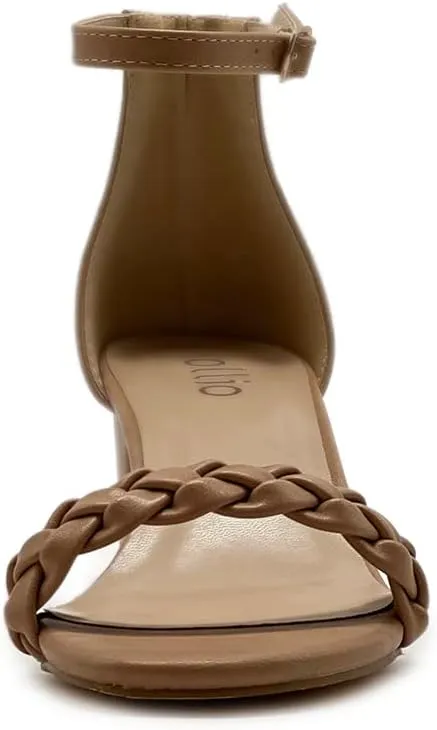 Ollio Women's Shoes Faux Leather Chunky Mid Heel Ankle Strap Heeled Sandals H203