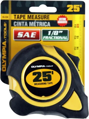 Olympia Tools Tape Measure SAE, 43-234, 25-feet x 1-inch