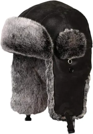 Oncefirst Unisex Aviator Hat Faux Leather Pilot Cap Winter Trapper Hunting Hat