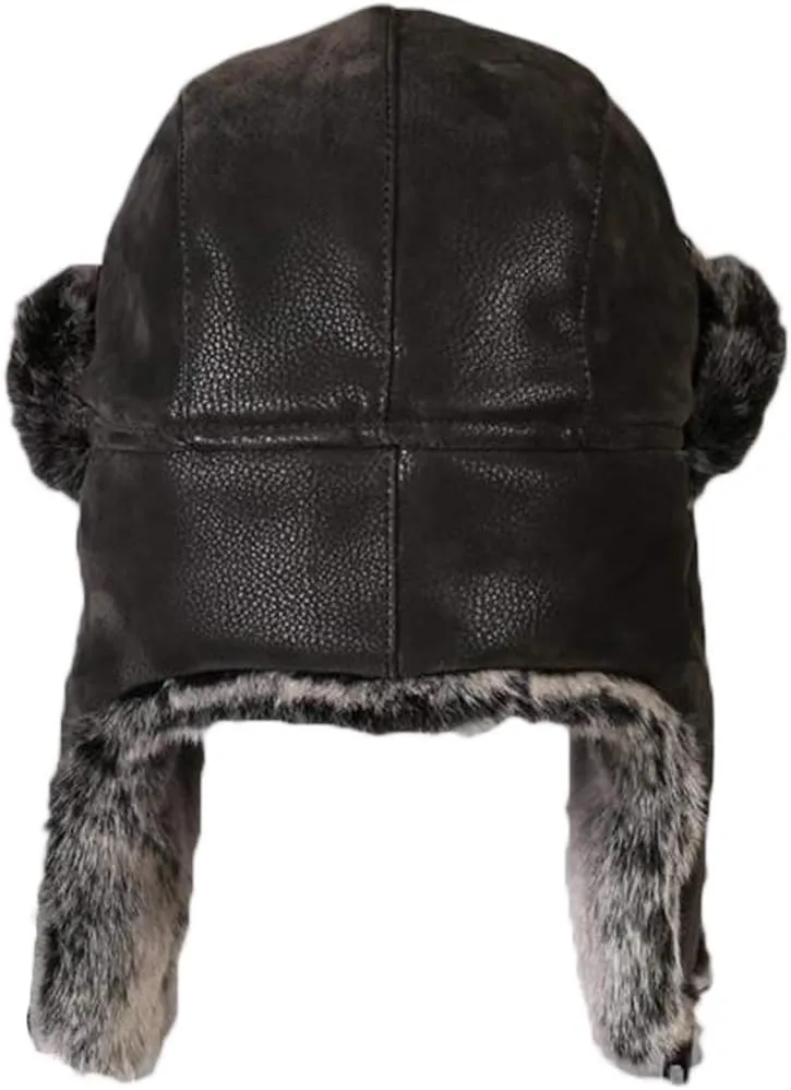 Oncefirst Unisex Aviator Hat Faux Leather Pilot Cap Winter Trapper Hunting Hat