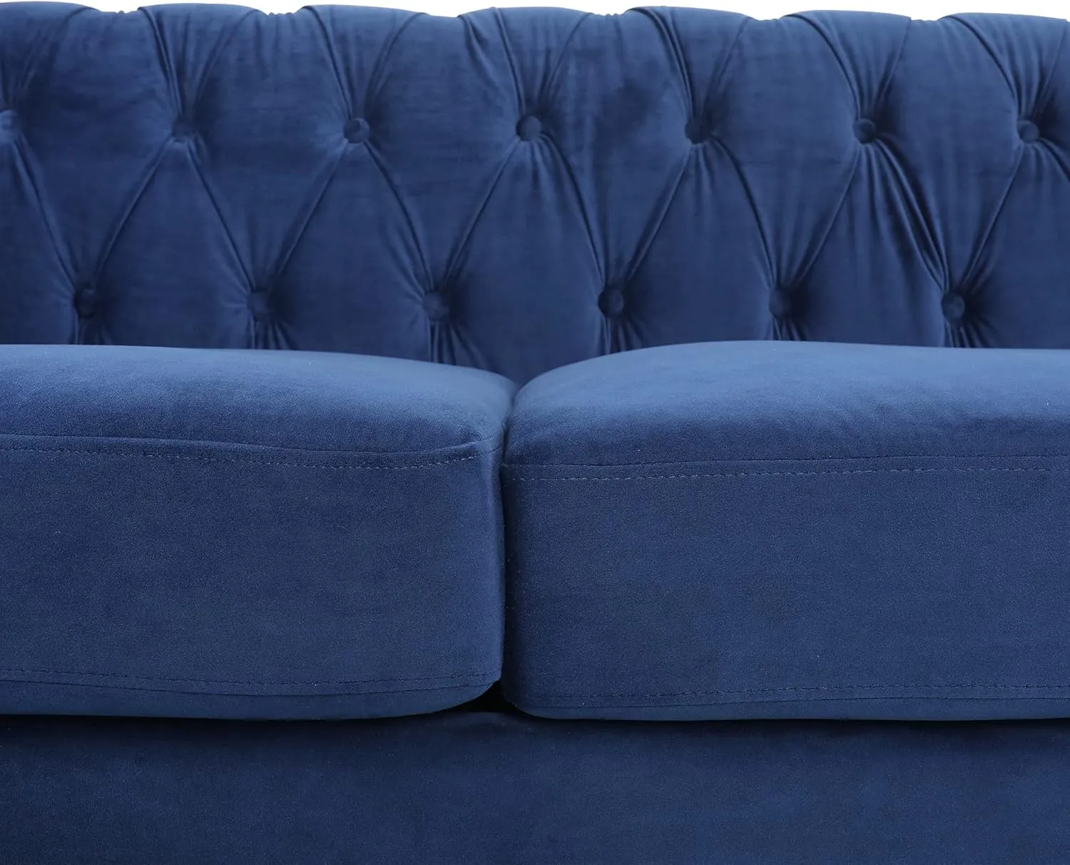 ONCIN Velvet Chesterfield Sofa, 84'' Modern Tufted 3 Seater Couch with Scroll Arms and Wood Legs for Living Room Bedroom (Blue), Blue Velvet, 84 In Chesterfield Sofa
