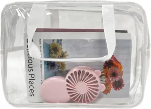 ONEART Travel Clear Waterproof PVC Bag, Toiletry Carry Pouch Makeup Artist Bag, Makeup Bags with Zipper Handle Straps, Tote Bag Clear