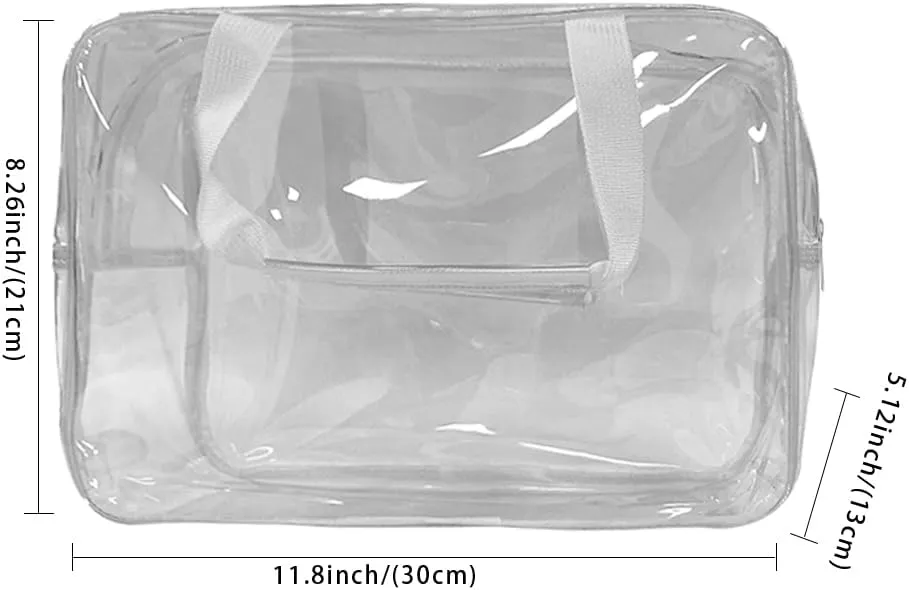 ONEART Travel Clear Waterproof PVC Bag, Toiletry Carry Pouch Makeup Artist Bag, Makeup Bags with Zipper Handle Straps, Tote Bag Clear