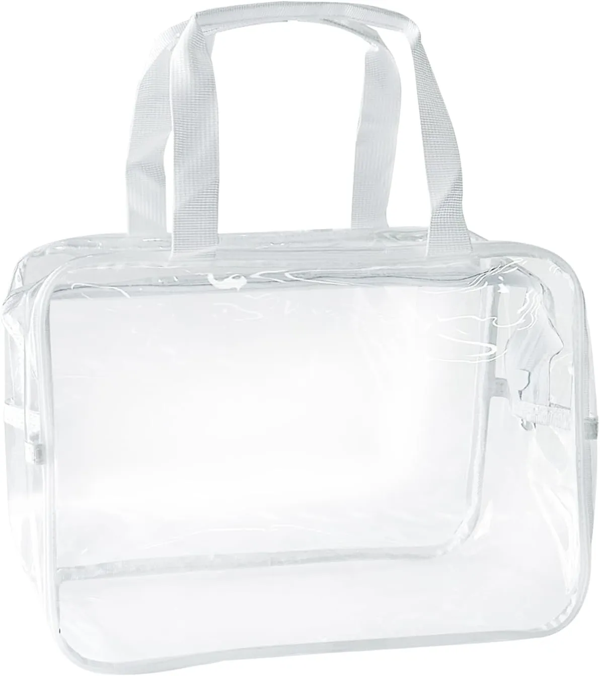 ONEART Travel Clear Waterproof PVC Bag, Toiletry Carry Pouch Makeup Artist Bag, Makeup Bags with Zipper Handle Straps, Tote Bag Clear