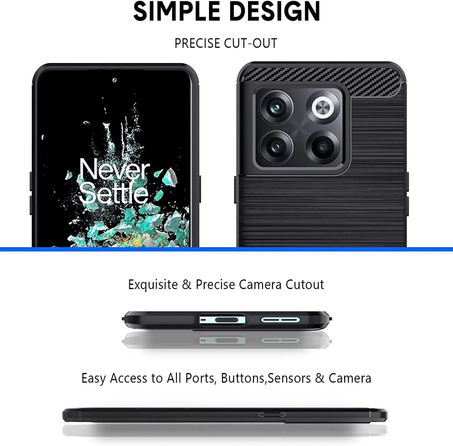 OnePlus 10T Case Carbon Fibre Gel Cover Ultra Slim Shockproof