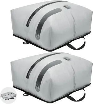 ONTYZZ Two Pack Travel Vacuum Compression Bags Reusable Compression Bag with IP67 Waterproof Zipper Space Saver Vacuum Bags for Suitcase,Grey