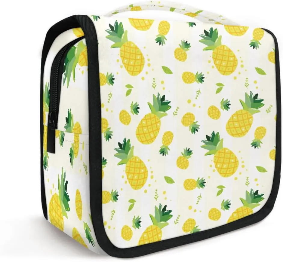 OSAM SPACE Hanging Toiletry Bag for Women, Pineapple Cosmetic Bag Makeup Case Organizer Travel Essentials for Women Men