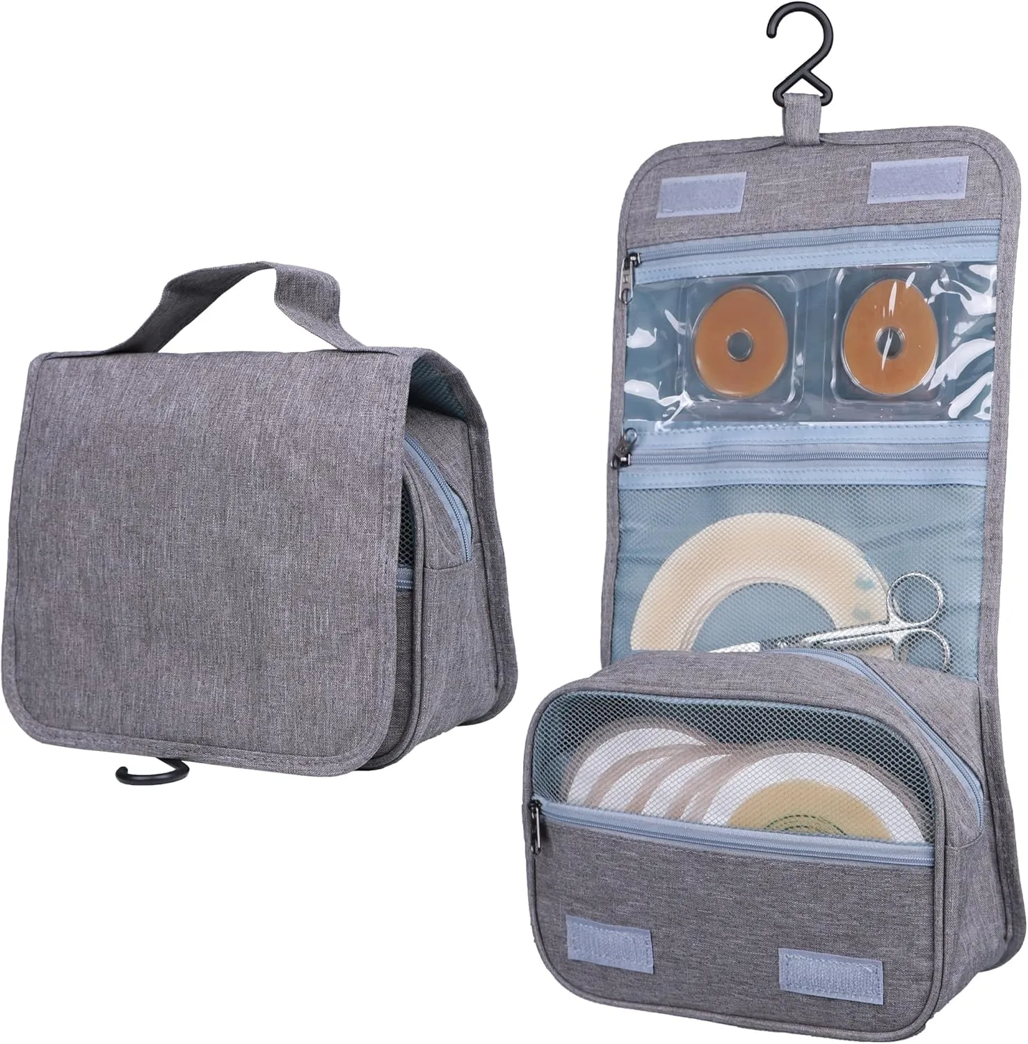 Ostomy Colostomy Travel Bag,Hanging Organizer Bag Accessory Storage Bags Pouch for Ostomy Supplies (Grey)