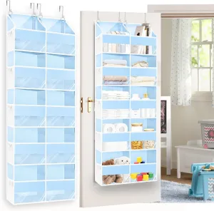 Over The Door Organizer, 5-Tier Extra Large Storage with 10 Compartments, 80 lbs Capacity, Door Hanging Organizer for Closet, Diaper Organizer (Blue)