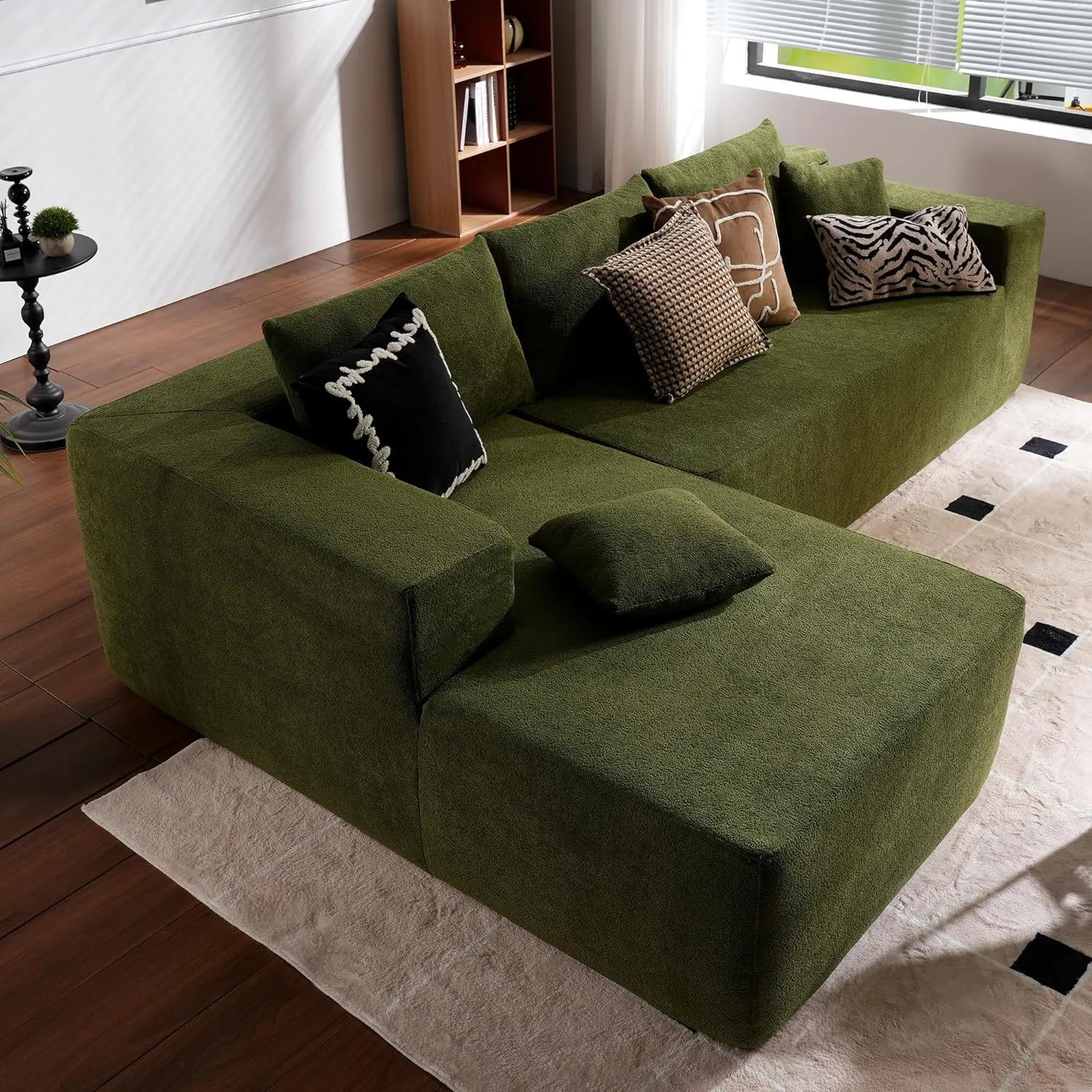 ovios 104" Cloud Sectional Couch with L-Shape Chaise,Modern Modular Sofa with Deep Seat, Upholstered Couches for Living Room Bedroom,No Assembly Required, Green (Cloud Velvet)