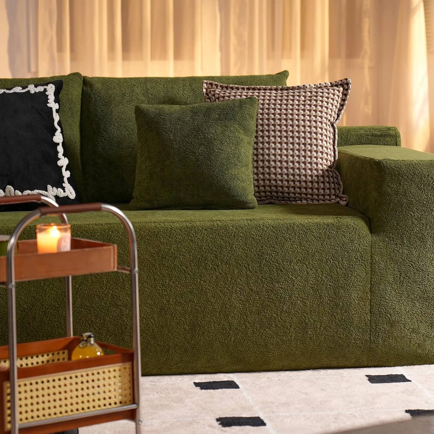 ovios 104" Cloud Sectional Couch with L-Shape Chaise,Modern Modular Sofa with Deep Seat, Upholstered Couches for Living Room Bedroom,No Assembly Required, Green (Cloud Velvet)