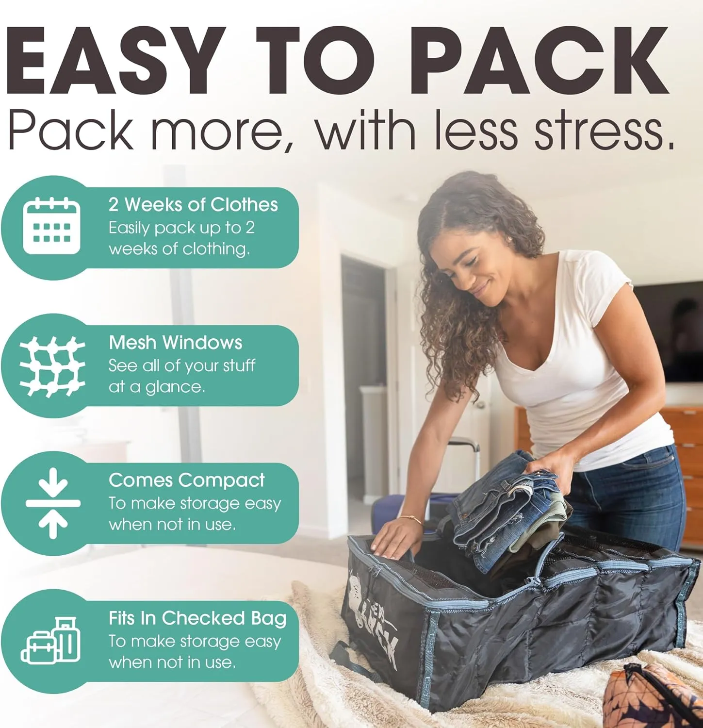 Pack Gear Hanging Carry-On Organizer - Our Standard Hanging Luggage Organizer Fits Any Carry On - Our Packing Cubes For Travel Use Mesh Windows to Make Finding Clothes Easy (Green, S)