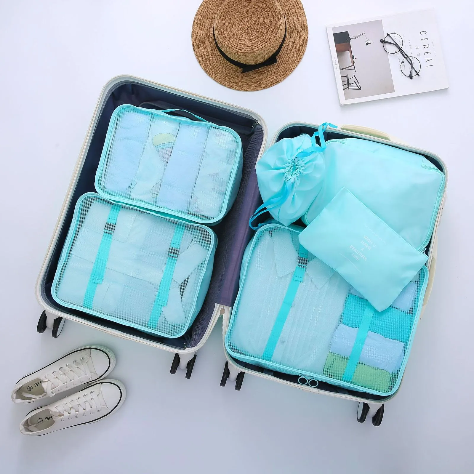 Packing Blue Cubes Travel Organizers