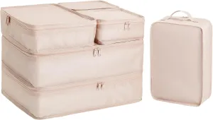 Packing cubes for Travel 6 Set Luggage Organizer Bags Packing Cubes for Suitcases Travel Essentials for Carry on Mesh Suitcase Organizer with Shoe Bag (cream)