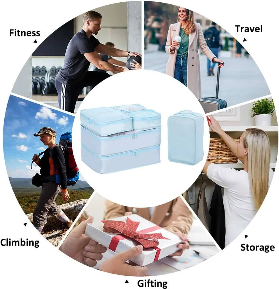 Packing cubes for Travel CALACH Luggage Organizer Bags 6 Set Packing Cubes for Suitcases Travel Essentials for Carry on Mesh Suitcase Organizer with Shoe Bag (blue)