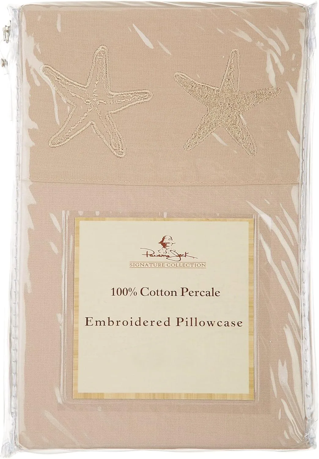 Panama Jack 2-pk. Embroidered Hem Starfish Pillowcase Set King Beige