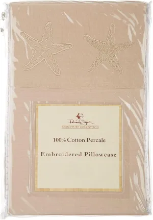 Panama Jack 2-pk. Embroidered Hem Starfish Pillowcase Set King Beige