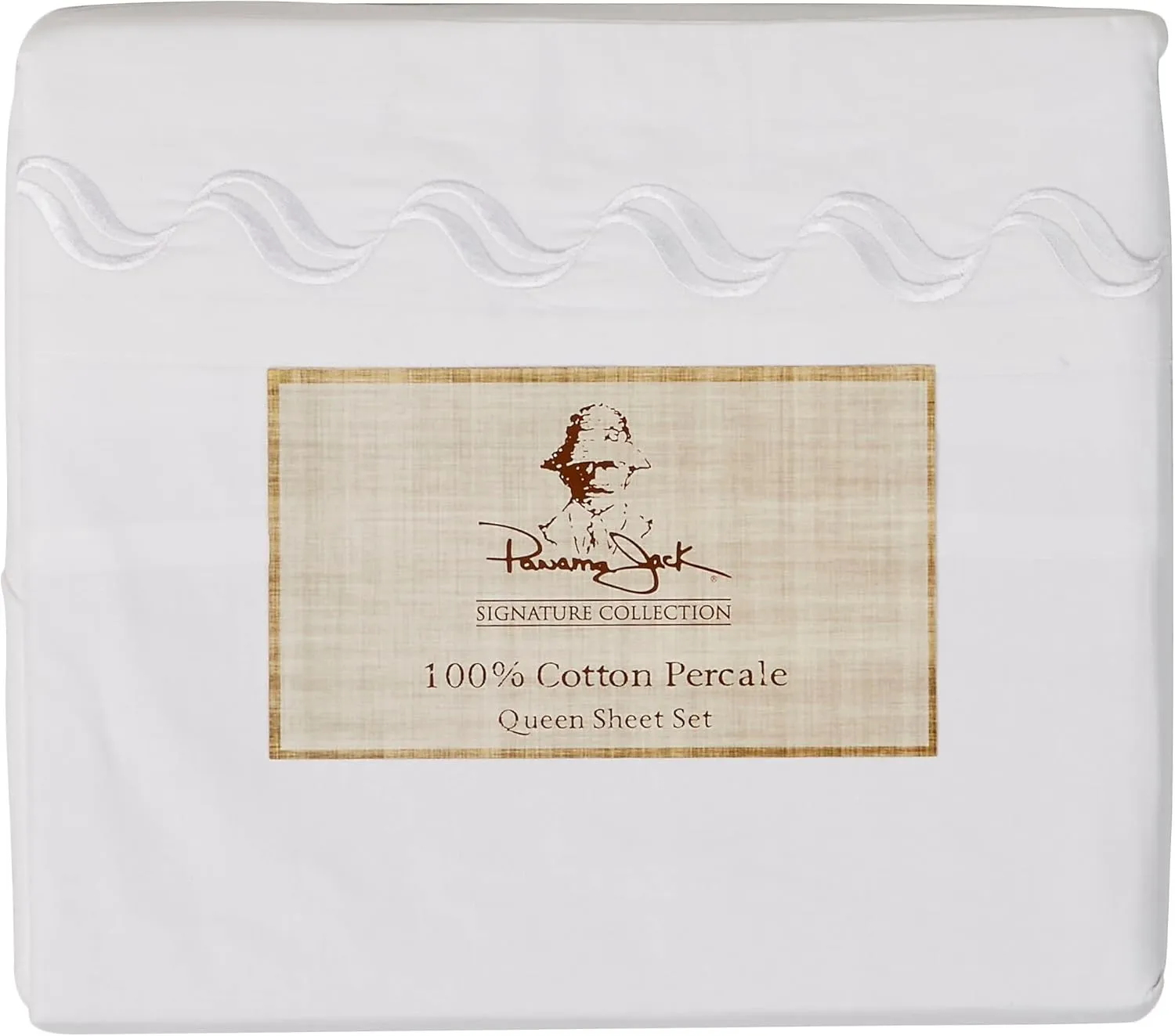 Panama Jack Wave Embroidered Sheet Set King White