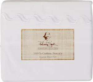 Panama Jack Wave Embroidered Sheet Set King White