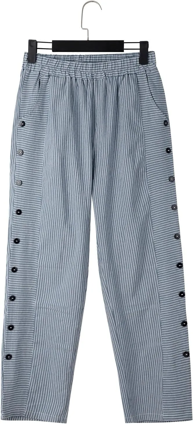 PantalóN De Lino para Mujer Elastic Waistband High Waistband Pocket Pants Linen Pants for Women Pantalon Lino Mujer